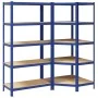 Juego de 2 estantes de 5 niveles acero azul y madera industrial de , Estanterías industriales - Ref: Foro24-3307613, Precio: ...