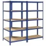 Juego de 2 estantes de 5 niveles acero azul y madera industrial de , Estanterías industriales - Ref: Foro24-3307613, Precio: ...