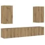 Muebles de TV de pared 4 uds madera ingeniería roble artesanal de , Muebles TV - Ref: Foro24-3328982, Precio: 158,27 €, Descu...