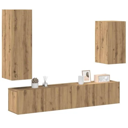 Mueble para TV de pared madera contrachapada artesanal 4 piezas de , Muebles TV - Ref: Foro24-3329152, Precio: 172,29 €, Desc...