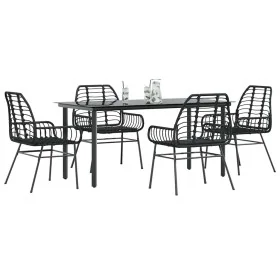 Juego de comedor jardín 5 piezas ratán sintético vidrio negro von , Gartensets - Ref: Foro24-3334537, Preis: 356,87 €, Rabatt...