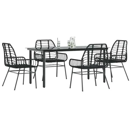 Juego de comedor jardín 5 piezas ratán sintético vidrio negro von , Gartensets - Ref: Foro24-3334537, Preis: 356,87 €, Rabatt...