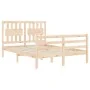 Bed frame with solid wood headboard 120x200 cm by vidaXL, Beds and slatted bases - Ref: Foro24-3194306, Price: 117,84 €, Disc...