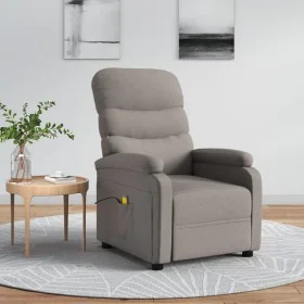 Sillón de masaje reclinable de tela gris taupé