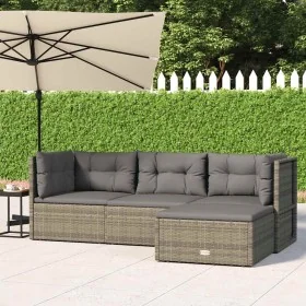 Set de muebles de jardín 4 pzas y cojines ratán
