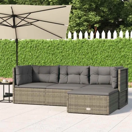 Set de muebles de jardín 4 pzas y cojines ratán sintético gris | Foro24.es | Tu tienda online para hogar, jardín y más Foro24.es
