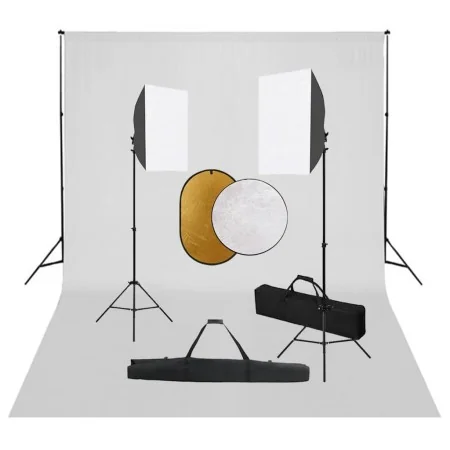 Kit de estudio fotográfico con luces softbox, fondo y reflector by , Flashes and studio lighting - Ref: Foro24-3067056, Price...