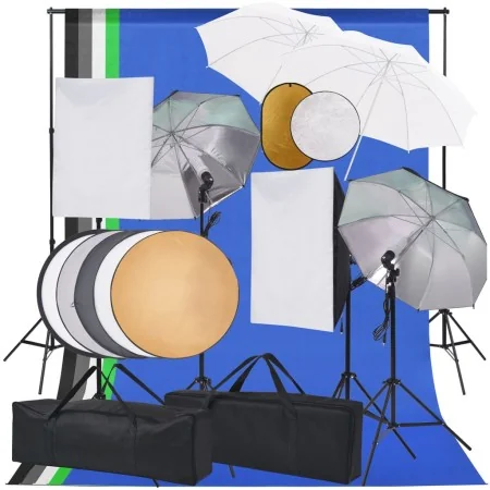Kit estudio fotográfico softbox, sombrillas, fondo y reflector by , Flashes and studio lighting - Ref: Foro24-3067105, Price:...