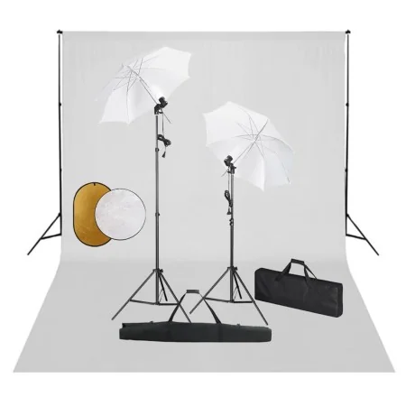 Kit estudio fotográfico lámparas sombrillas fondo y reflector de , Flashes e iluminaciones de estudio - Ref: Foro24-3067075, ...