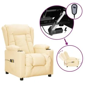 Sillón de masaje eléctrico cuero sintético crema