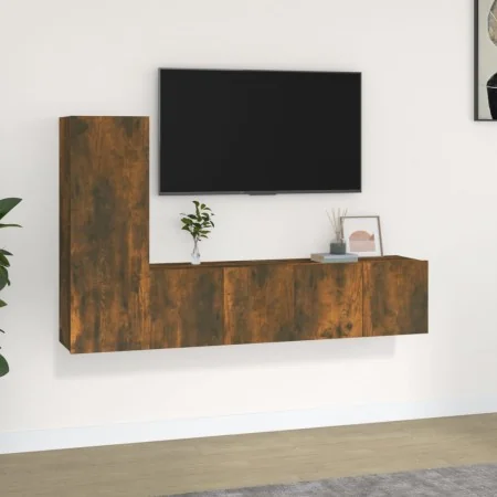 Set de muebles de TV 3 pzas madera contrachapada roble ahumado de , Muebles TV - Ref: Foro24-3120257, Precio: 96,44 €, Descue...
