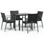 Juego comedor jardín 5 piezas y cojines ratán sintético y acero by , Garden sets - Ref: Foro24-3186988, Price: 378,62 €, Disc...