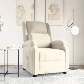 Sillón reclinable terciopelo blanco crema