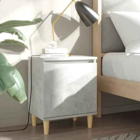 Mesita de noche patas madera maciza gris hormigón 40x30x50 cm | Foro24.es | Tu tienda online para hogar, jardín y más Foro24.es