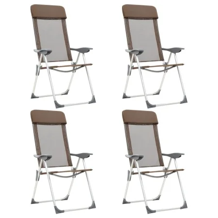 Sillas de camping plegables 4 unidades aluminio marrón by , camping furniture - Ref: Foro24-44311, Price: 203,32 €, Discount: %