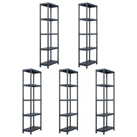 Estantería de plástico 5 unidades 125 kg 60x30x180 cm negro by , Industrial shelving - Ref: Foro24-276258, Price: 226,03 €, D...