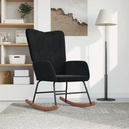 Silla mecedora de terciopelo negro by , Rocking chairs - Ref: Foro24-327749, Price: 109,87 €, Discount: %