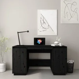 Escritorio madera maciza de pino negro 140x50x75