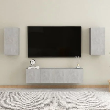 Set de muebles de salón 4 pzas madera ingeniería gris hormigón by , TV Furniture - Ref: Foro24-3079062, Price: 121,13 €, Disc...
