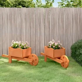 Jardineras forma de carretilla 2 uds madera abeto