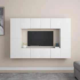 Set de muebles de salón TV 8 piezas madera de ingeniería blanco de , Muebles TV - Ref: Foro24-3078668, Precio: 280,61 €, Desc...