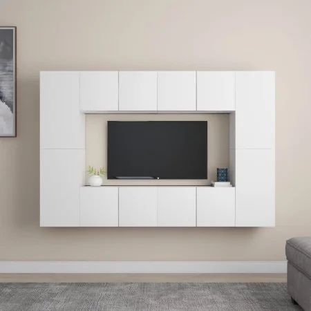 Set de muebles de salón TV 8 piezas madera de ingeniería blanco de , Muebles TV - Ref: Foro24-3078668, Precio: 280,61 €, Desc...