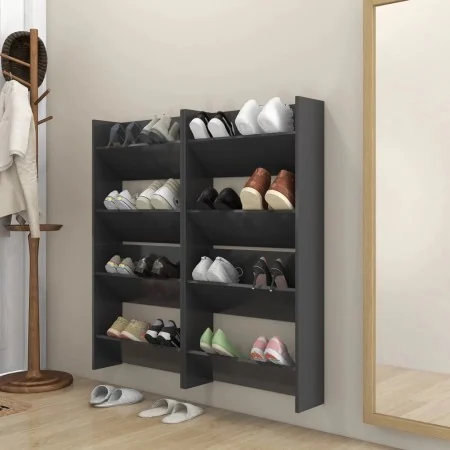 Zapateros de pared 4 uds madera contrachapada gris 60x18x60 cm by , Shoe racks and shoe organizers - Ref: Foro24-806722, Pric...