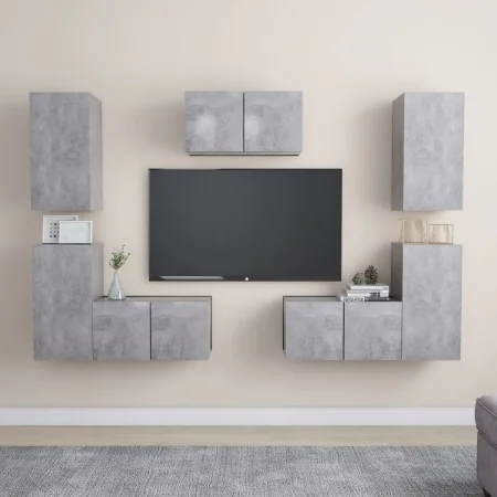Juego de muebles de salón 7 piezas gris hormigón de , Muebles TV - Ref: Foro24-3079091, Precio: 200,99 €, Descuento: -5%%