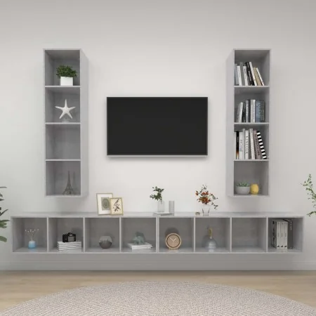 Muebles de salón de pared 4 pzs madera ingeniería gris hormigón de , Muebles TV - Ref: Foro24-3079893, Precio: 238,50 €, Desc...