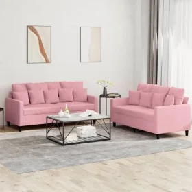 Juego de sofás con cojines 2 piezas terciopelo rosa de , Sofás - Ref: Foro24-3201703, Precio: 496,73 €, Descuento: %
