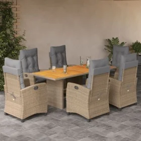 Set comedor de jardín 7 pzas con cojines ratán sintético beige de , Conjuntos de jardín - Ref: Foro24-3212716, Precio: 903,49...