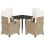 Set comedor de jardín 5 pzas con cojines ratán sintético beige von , Gartensets - Ref: Foro24-3212804, Preis: 617,79 €, Rabat...