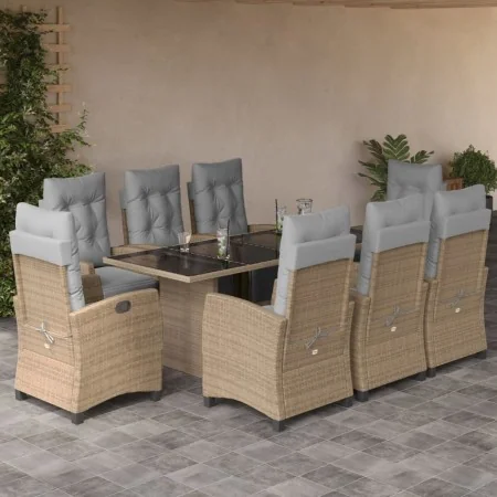 Set comedor de jardín 9 pzas con cojines ratán sintético beige | Foro24.es | Tu tienda online para hogar, jardín y más Foro24.es