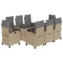 Set comedor de jardín 9 pzas con cojines ratán sintético beige | Foro24.es | Tu tienda online para hogar, jardín y más Foro24.es