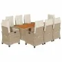 Set comedor de jardín 9 pzas con cojines ratán sintético beige by , Garden sets - Ref: Foro24-3212941, Price: 1,00 €, Discoun...
