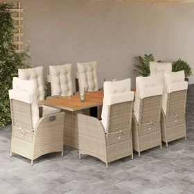 Set comedor de jardín 9 pzas con cojines ratán sintético beige de , Conjuntos de jardín - Ref: Foro24-3213373, Precio: 1,00 €...