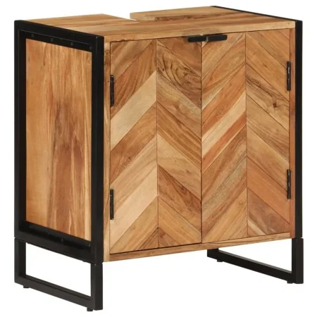 Mueble de baño madera maciza de acacia y hierro 55x35x60 cm | Foro24.es | Tu tienda online para hogar, jardín y más Foro24.es