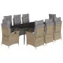 Set comedor de jardín 9 pzas con cojines ratán sintético beige by , Garden sets - Ref: Foro24-3213454, Price: 1,00 €, Discoun...