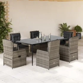 Set comedor jardín 7 pzas y cojines ratán sintético gris de , Conjuntos de jardín - Ref: Foro24-3262859, Precio: 1,00 €, Desc...