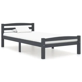 Solid pine wood bed frame dark grey 100x200 cm by vidaXL, Beds and slatted bases - Ref: Foro24-322090, Price: 119,50 €, Disco...