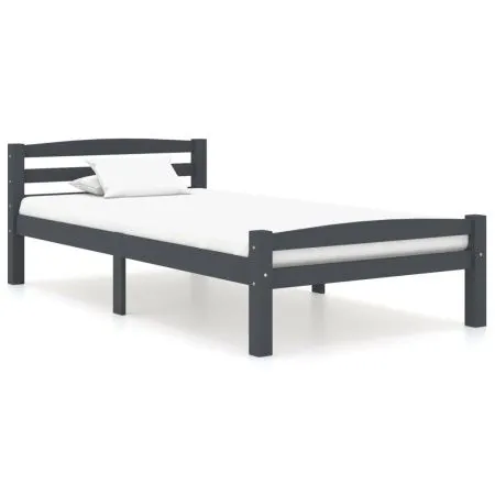 Solid pine wood bed frame dark grey 100x200 cm by vidaXL, Beds and slatted bases - Ref: Foro24-322090, Price: 119,50 €, Disco...