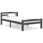 Solid pine wood bed frame dark grey 100x200 cm by vidaXL, Beds and slatted bases - Ref: Foro24-322090, Price: 119,50 €, Disco...