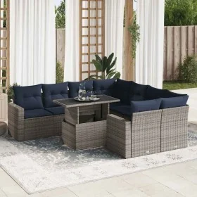 Set sofás jardín y cojines 9 pzas ratán sintético acacia gris de , Conjuntos de jardín - Ref: Foro24-3326292, Precio: 719,19 ...