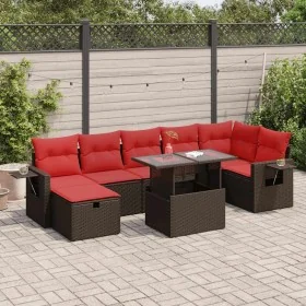 Set sofás jardín y cojines 8 pzas ratán sintético