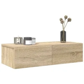 Estante de pared con cajones madera contrachapada roble sonoma de , Estantes y estanterías - Ref: Foro24-859970, Precio: 60,2...