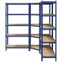 Juego de 3 estantes de 5 niveles acero azul y madera industrial de , Estanterías industriales - Ref: Foro24-3307614, Precio: ...