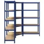Juego de 3 estantes de 5 niveles acero azul y madera industrial de , Estanterías industriales - Ref: Foro24-3307614, Precio: ...