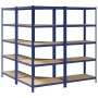 Juego de 3 estantes de 5 niveles acero azul y madera industrial de , Estanterías industriales - Ref: Foro24-3307614, Precio: ...