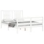 White solid wood bed frame with headboard 120x200 cm by vidaXL, Beds and slatted bases - Ref: Foro24-3194567, Price: 128,67 €...