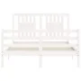 White solid wood bed frame with headboard 120x200 cm by vidaXL, Beds and slatted bases - Ref: Foro24-3194567, Price: 128,67 €...